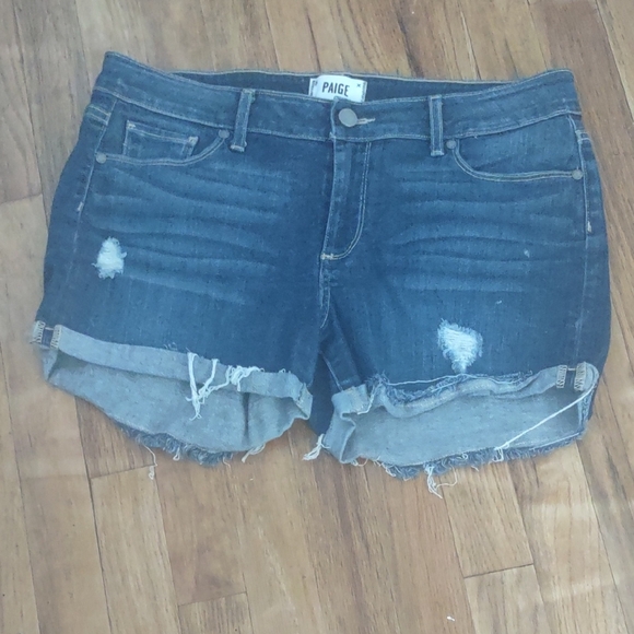 PAIGE Women's Distressed JIMMY JIMMY Blue Jean Shorts - Size 29 - Picture 2 of 5